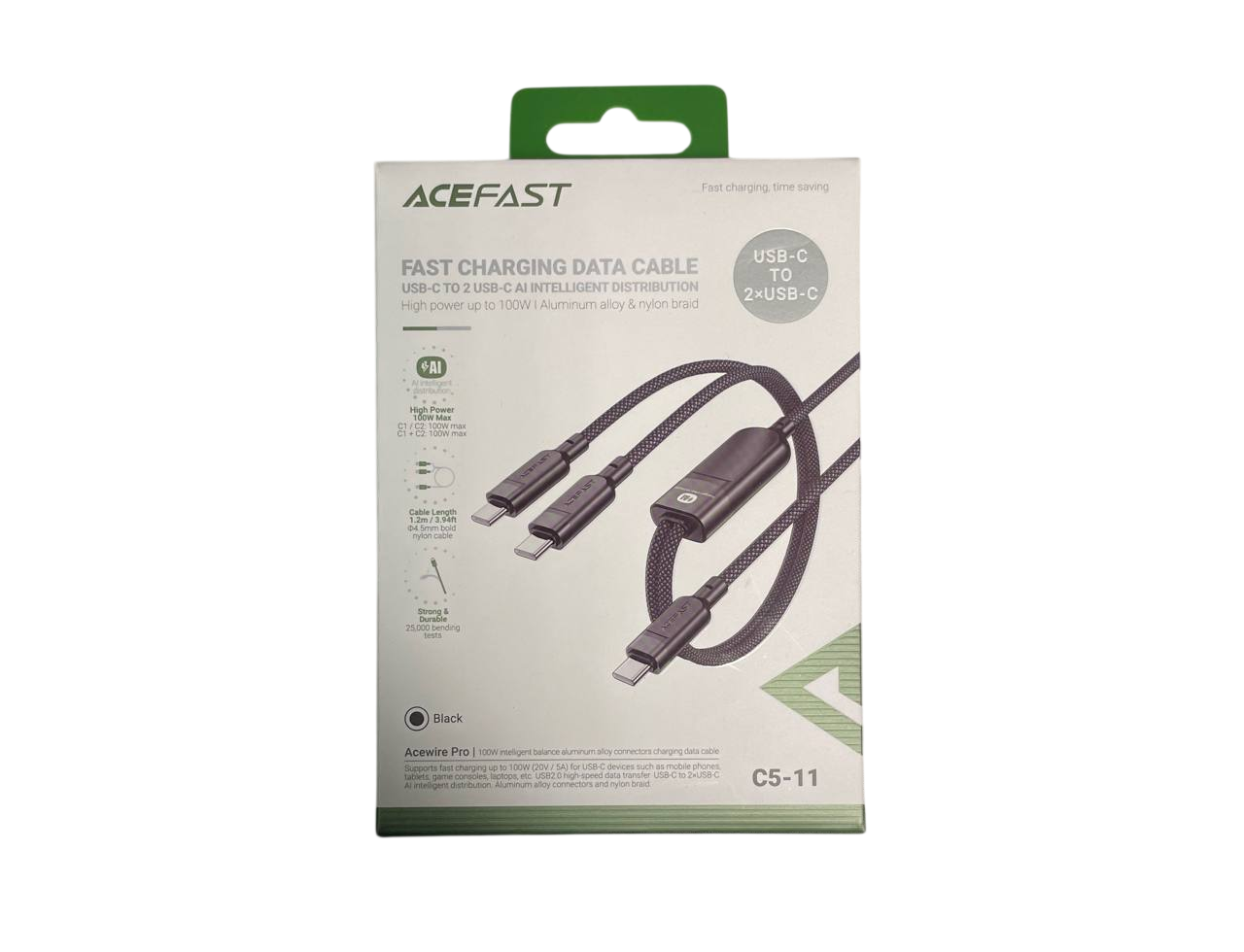 Кабель AceFast Type-C 2в1  (Type-C + Type-C) 3A 100w C5-11